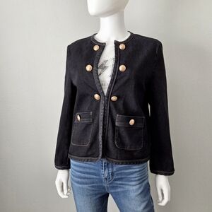 Dea Kudibal NellaDea Stretch Denim Jacket In Raw Blue With Brass Buttons, Sz LG